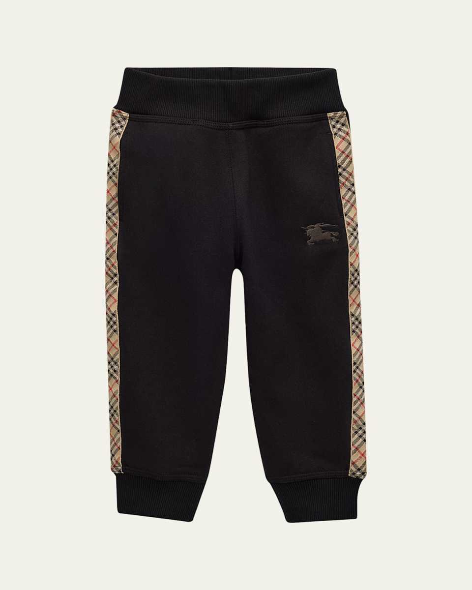 Boy's Jackson Check Tape Jog Pants, Size Newborn-14
